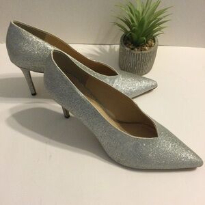 Vince Camuto Womens Silver Glitter Heels Pumps Dressy Wedding Party Size 11
